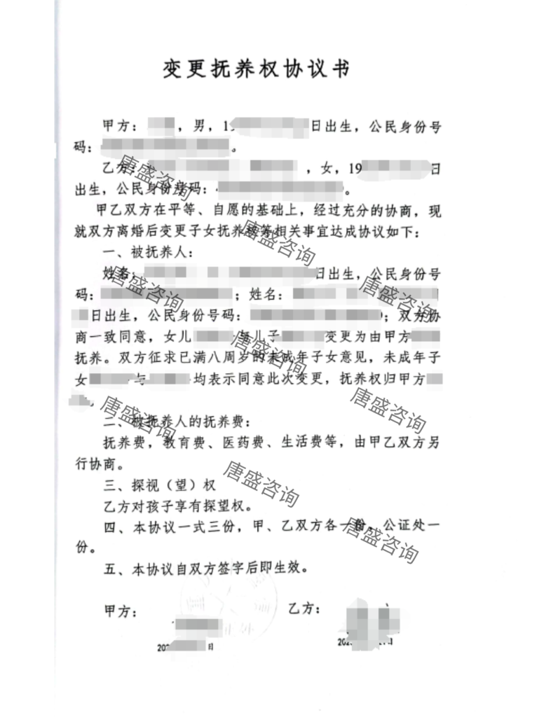 变更抚养权协议书