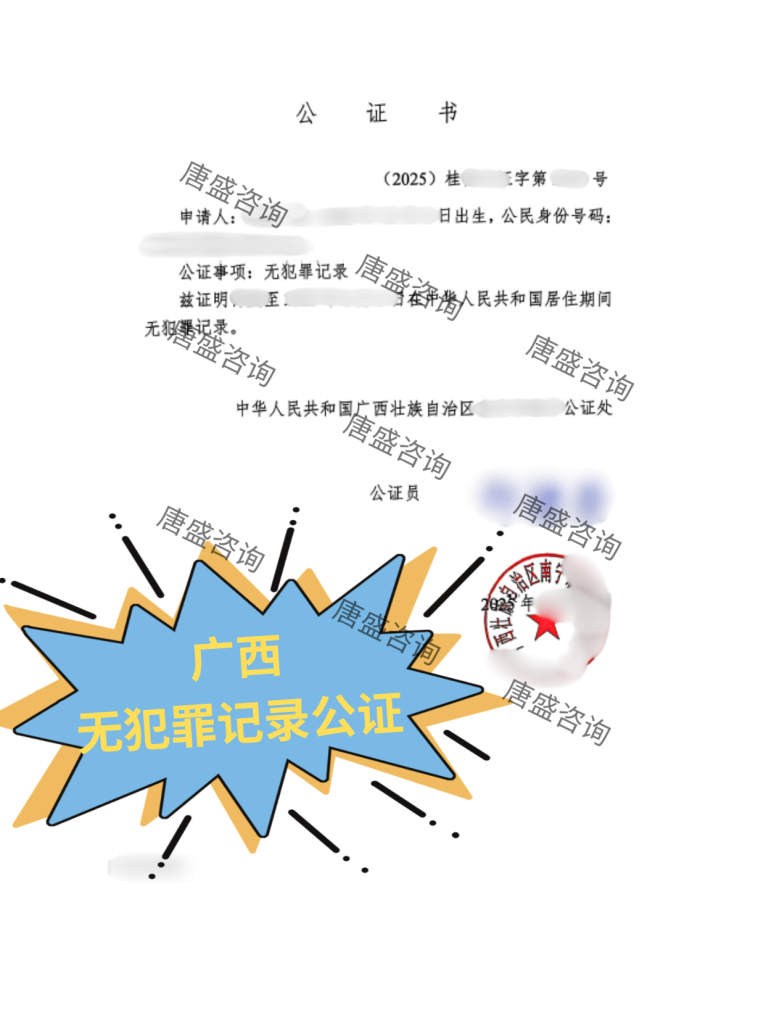广西无犯罪记录公证