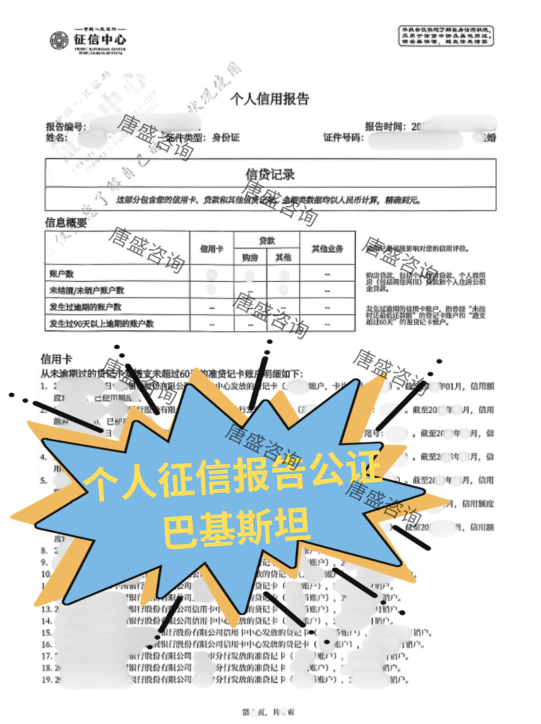 个人征信报告公证 巴基斯坦