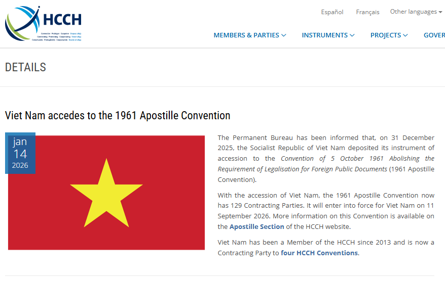 越南即将启用海牙认证,取消双认证1-HCCH官网新闻