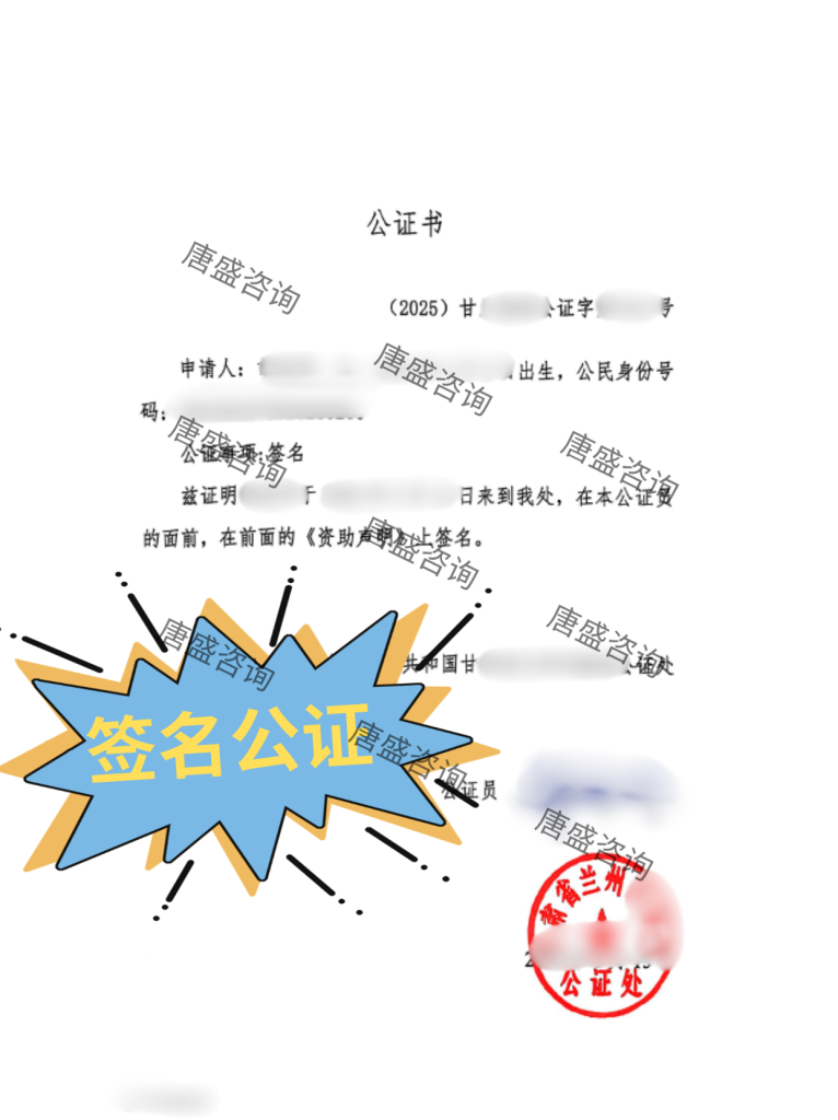 资助声明签名公证