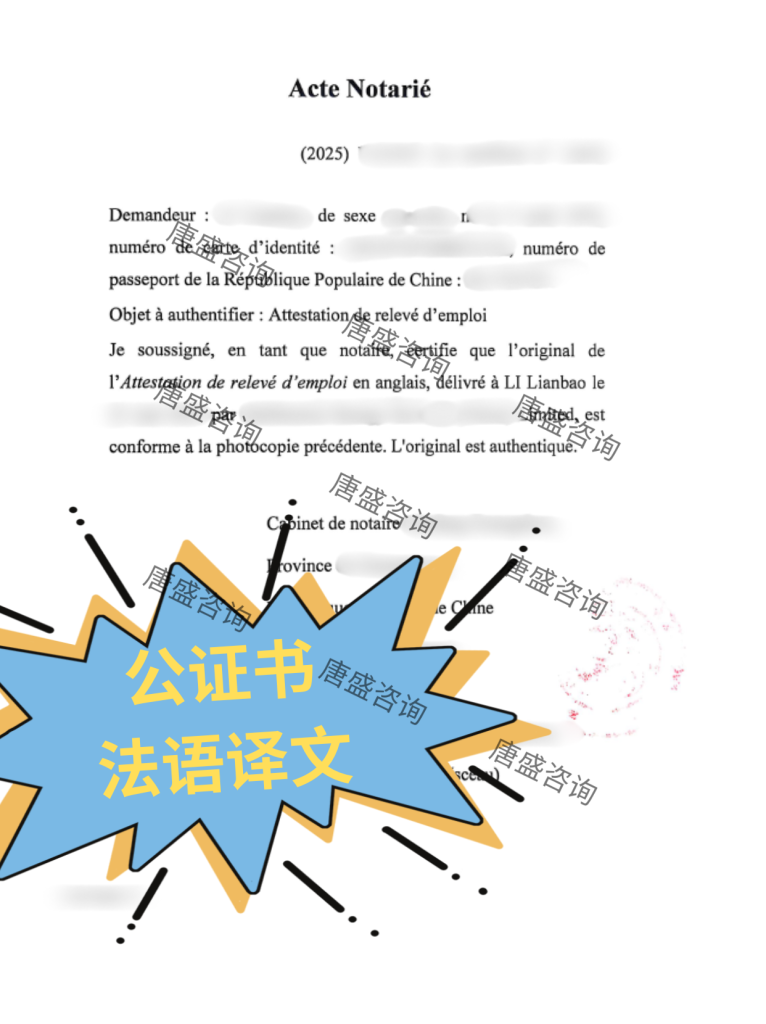 工作证明公证2-法语证词