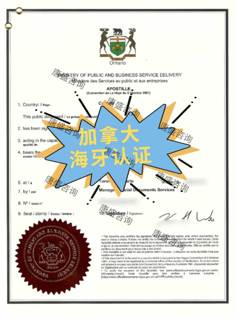 加拿大海牙认证