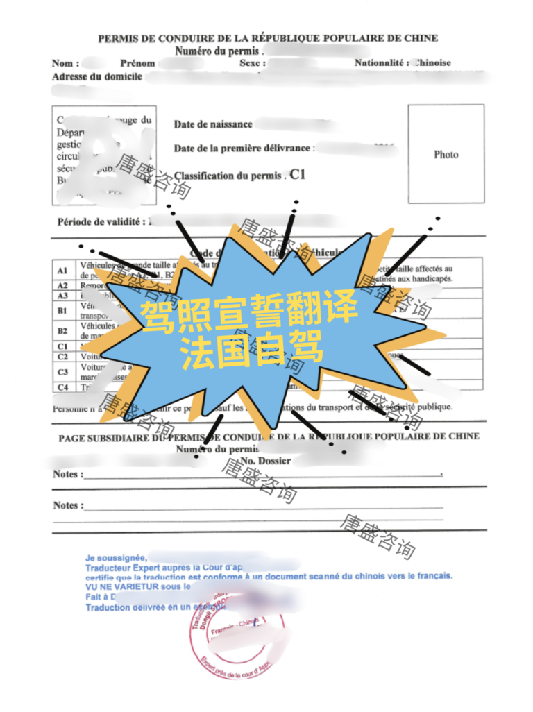法国自驾驾照宣誓翻译-唐盛