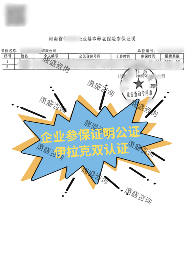 企业参保证明伊拉克双认证